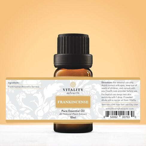Vitality Extracts Frankincense Essential Oil - 10ml, Boswellia Serrata, Aromatherapy, Skin Care, Natural Calm, Stress Relief, Yoga, Comfort in Saudi Arabia
