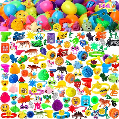 JOYIN 144 PCS Prefilled Easter Eggs with Assorted Toys for Easter Egg Hunt, Party Favors, Basket Stuffers, Classroom Prize Supplies in Saudi Arabia
