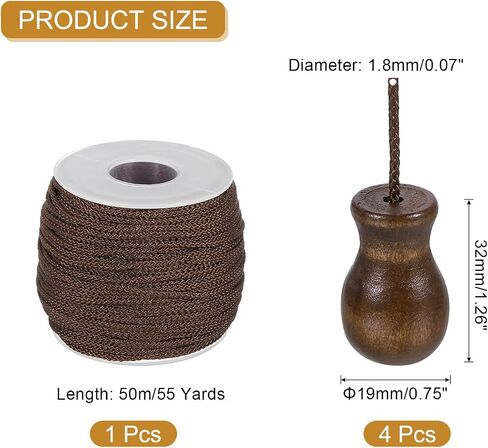 uxcell Braided Lift Shade Cord, 1.8 mm 55 Yards/Roll Nylon Cord String with 4Pcs Wood Blind Pull Cord Knobs for Roman Blind Shade Rollers Repair Curtain Craft DIY (Brown) in Saudi Arabia