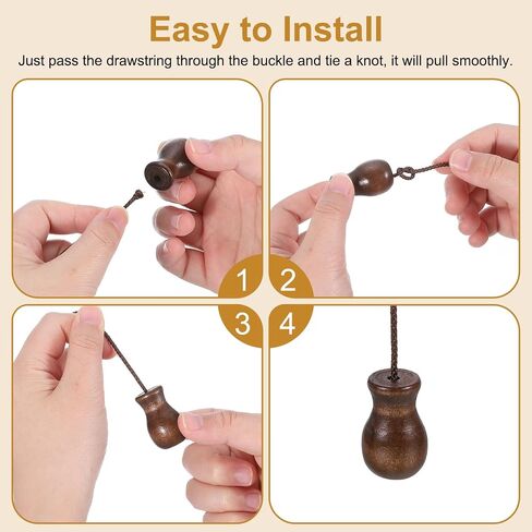 uxcell Braided Lift Shade Cord, 1.8 mm 55 Yards/Roll Nylon Cord String with 4Pcs Wood Blind Pull Cord Knobs for Roman Blind Shade Rollers Repair Curtain Craft DIY (Brown) in Saudi Arabia