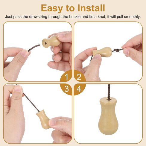uxcell Braided Lift Shade Cord, 1.8 mm 55 Yards/Roll Nylon Cord String with 4Pcs Wood Blind Pull Cord Knobs for Roman Blind Shade Rollers Repair Curtain Craft DIY (Brown) in Saudi Arabia