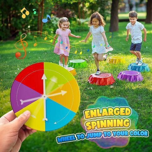 Flooyes Stepping Stones for Kids ، 6pcs Light Up & Music Non-Smipping Stones ، لعبة حسية لمهارات توازن وتنسيق طفل صغير ، ألعاب داخلية وخارجية ، ألعاب للأطفال الصغار الذين تتراوح أعمارهم بين 3 و 5 سنوات in Kuwait