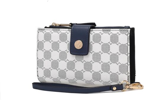 MKF Collection Wallet Wristlet for Women, Multi Compartment Color Block Wristlet Strap Purse Pink Grey By Mia K in Saudi Arabia