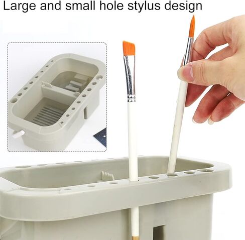 Bibabala Oil Paint Brush Cleaner with Paint Palette Tray, Paint Cups with Lids, Paint Brush Holder, Multifunction Painting Brush Basin Holder and Organizer for Painting Brush Cleaning(Grey) in Kuwait