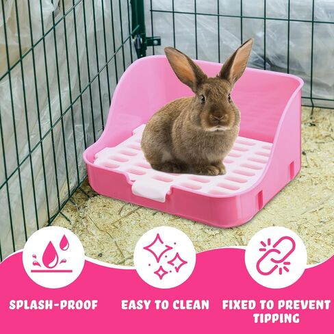 15 Pcs Rabbit Starter Kit Small Litter Box Animal Grooming Kit Bunny Toys Bowl Blankets with Cleaning Set for Guinea Pig Rabbit Accessories(Pink) in Saudi Arabia
