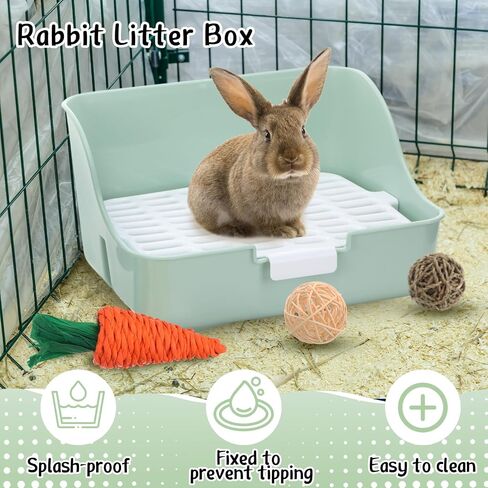 15 Pcs Rabbit Starter Kit Small Litter Box Animal Grooming Kit Bunny Toys Bowl Blankets with Cleaning Set for Guinea Pig Rabbit Accessories(Pink) in Saudi Arabia