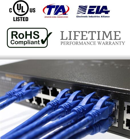 Heavy Duty Cat6 Ethernet Copper LAN Cable with Snagless RJ45 Connectors | 5 Pack and 1FT | 24AWG 550MHz | UL Listed | 10 GB Max Speed for Fast Computer Networking | Black in Saudi Arabia