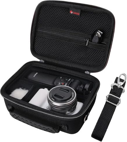 XANAD Hard Case for Sony Alpha ZV-E10/ZV-E10L/ ZV-1/ZV-1F Camera Vlogger Accessory Kit Tripod (GP-VPT2 BT) and Microphone - Carrying Storage Bag（Blue） in Saudi Arabia