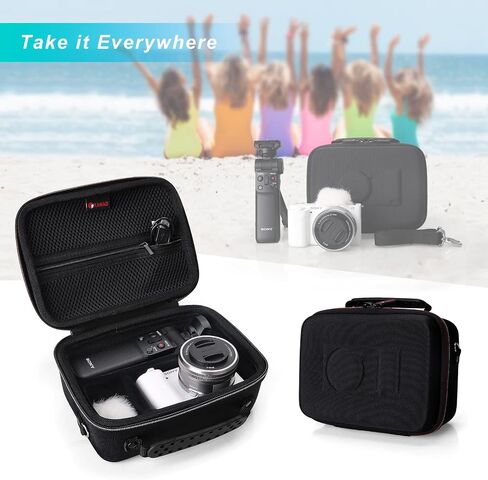 XANAD Hard Case for Sony Alpha ZV-E10/ZV-E10L/ ZV-1/ZV-1F Camera Vlogger Accessory Kit Tripod (GP-VPT2 BT) and Microphone - Carrying Storage Bag（Blue） in Saudi Arabia