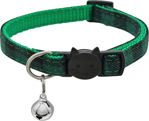 MJIYA Reflective Cat Collar with Bell, Breakaway Grid Collar with Plastic Buckle, Girl Boy Pet Kitty Collars Adjustable 7.5-12.5 Inch (Light Blue) in Kuwait