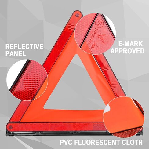 CARTMAN 3 Pack Warning Triangle Reflective Warning Road Safety Triangle Kit with Reinforced Cross Base and Carrying Case in Saudi Arabia