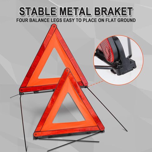 CARTMAN 3 Pack Warning Triangle Reflective Warning Road Safety Triangle Kit with Reinforced Cross Base and Carrying Case in Saudi Arabia