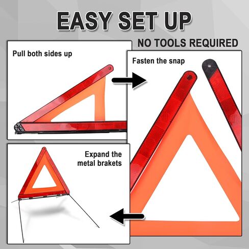 CARTMAN 3 Pack Warning Triangle Reflective Warning Road Safety Triangle Kit with Reinforced Cross Base and Carrying Case in Saudi Arabia