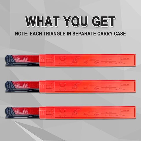 CARTMAN 3 Pack Warning Triangle Reflective Warning Road Safety Triangle Kit with Reinforced Cross Base and Carrying Case in Saudi Arabia