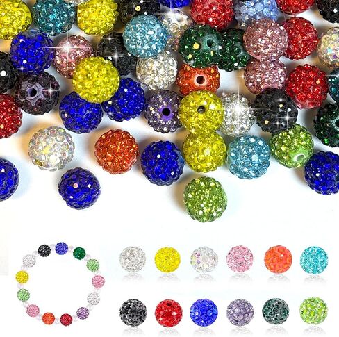 120pcs 10 مم حبات الراين الراين لصنع المجوهرات ، و 12 حبات ملونة من الكريستال المستديرة من الكريس in Kuwait