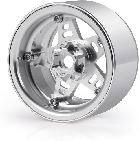 2.2 Beadlock Wheels Rims Aluminum Alloy 4Pcs for AXIAL SCX10 90046 1/10 RC Crawler Upgrade, Silver in Saudi Arabia