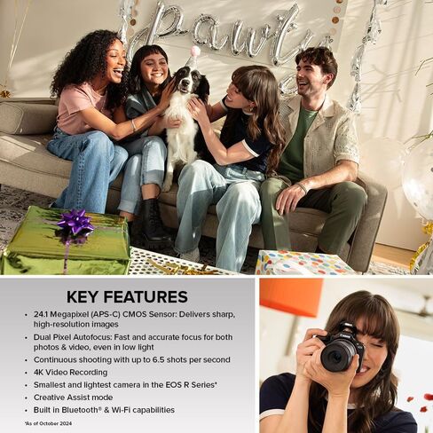 Canon EOS R100 Mirrorless Camera RF-S18-45mm F4.5-6.3 is STM Lens Kit, 24.1 Megapixel CMOS (APS-C) Sensor, 4K Video, Wi-Fi & Bluetooth, Beginner Photographers and Creators, Digital Camera, Black | 24.1MP Aps-C CMOS, 4K Video, Dual Pixel Af, Rf-S 18-45mm F in Saudi Arabia