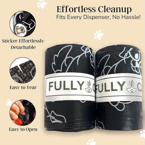 Dog Poop Bags Rolls - 100% Leak Proof Dog Poop Bags, Fully Compostable Waste Bag, Refill Rolls for Dogs & Pets Waste, Unscented - 200 Count in Saudi Arabia