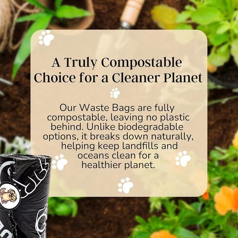 Dog Poop Bags Rolls - 100% Leak Proof Dog Poop Bags, Fully Compostable Waste Bag, Refill Rolls for Dogs & Pets Waste, Unscented - 200 Count in Saudi Arabia