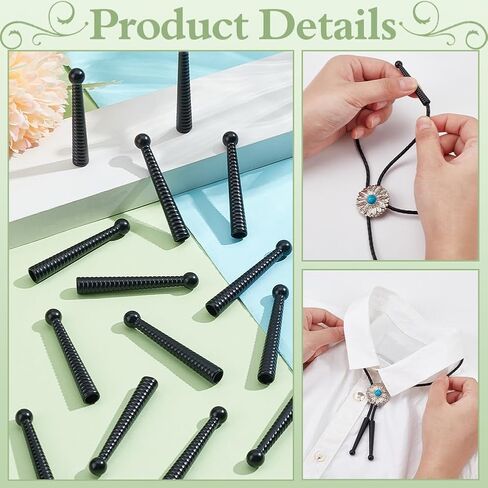 NBEADS 20 Pcs Bolo Tie Tips, 2 Inch Long Cord Ends Caps Bolo Cap Buckle Replacement 5mm Bolo Tie End Caps Bolo Tie Findings for DIY Crafts Clothes Decor Design Making, Black in Saudi Arabia
