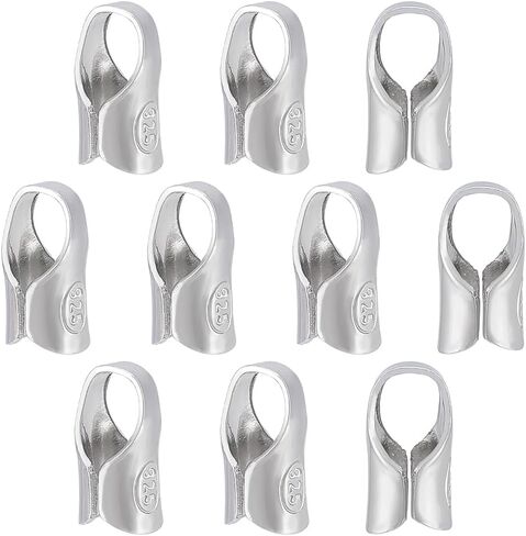 Benecreat 10pcs 925 Sterling Silver End Cap Cripts ، 3 مم تنتهي من الديكور الدخل. in Kuwait