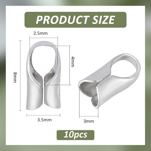 Benecreat 10pcs 925 Sterling Silver End Cap Cripts ، 3 مم تنتهي من الديكور الدخل. in Kuwait