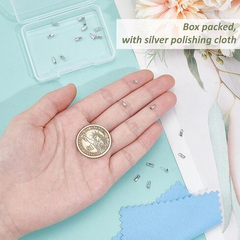 Benecreat 10pcs 925 Sterling Silver End Cap Cripts ، 3 مم تنتهي من الديكور الدخل. in Kuwait