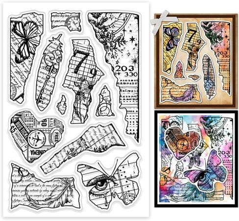 GLOBLELAND Poppies Butterflies Clear Stamps for Cards Making Retro Ornate Background Silicone Clear Stamp Seals Transparent Stamps for DIY Scrapbooking Photo Album Journal Home Decoration in Saudi Arabia