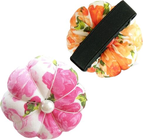 CUSHYSTORE 2X Floral Small Wrist Pin Needle Cushion Pincushion Sewing with Adjustable Elastic Strap for All Wrist Sizes (Pink + Pink), 2.75''L x 2.75''W x 1.25''D in Saudi Arabia