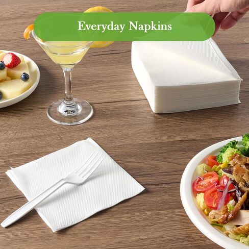 ECOLipak Lunch Napkins Bulk, 250 Count Everyday Paper Napkins, 6.5×6.5 Inch Folded, 2-Ply Soft And Absorbent for Dinner, Gathering, Bar, Restaurants(13×13 Inch Unfolded) in Kuwait