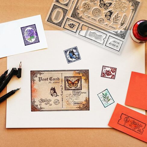 GLOBLELAND Vintage Frame Music Note Clear Stamps 5.9x8.3inch Retro Stain Background Embossing Stamp Silicone Clear Stamps Seal for DIY Scrapbooking and Card Making Paper Craft Decor in Saudi Arabia