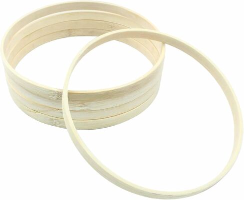 Kemcatui 6Pcs 6 Inch Bamboo Floral Hoops, Wooden Hoop Wreath Frame Bamboo Ring for DIY Dream Catcher, Wreath Decor, Wall Hanging Crafts in Kuwait