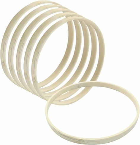 Kemcatui 6Pcs 6 Inch Bamboo Floral Hoops, Wooden Hoop Wreath Frame Bamboo Ring for DIY Dream Catcher, Wreath Decor, Wall Hanging Crafts in Kuwait