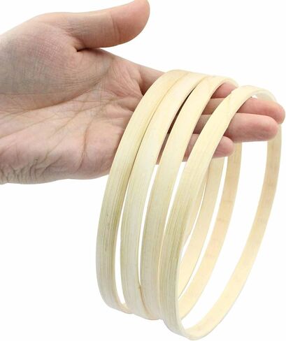Kemcatui 6Pcs 6 Inch Bamboo Floral Hoops, Wooden Hoop Wreath Frame Bamboo Ring for DIY Dream Catcher, Wreath Decor, Wall Hanging Crafts in Kuwait