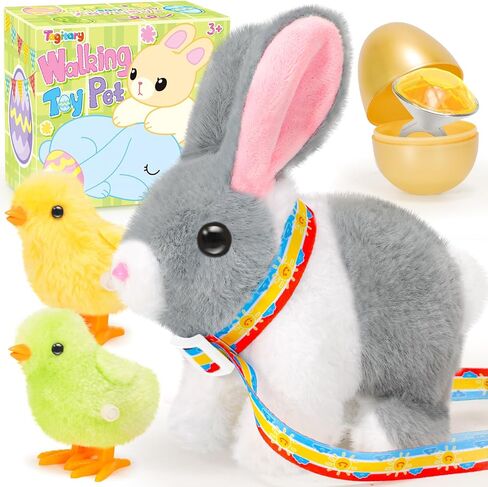 Tagitary Plush Easter Bunny Toys for Kids,Hopping Interactive Rabbit with Leash,Golden Egg,and Wind Up Toys,That Making Sounds,Wiggling Ears,Twitching Nose,Easter Basket Stuffers Gift for Toddlers in Saudi Arabia