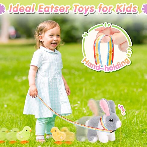 Tagitary Plush Easter Bunny Toys for Kids,Hopping Interactive Rabbit with Leash,Golden Egg,and Wind Up Toys,That Making Sounds,Wiggling Ears,Twitching Nose,Easter Basket Stuffers Gift for Toddlers in Saudi Arabia