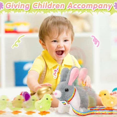 Tagitary Plush Easter Bunny Toys for Kids,Hopping Interactive Rabbit with Leash,Golden Egg,and Wind Up Toys,That Making Sounds,Wiggling Ears,Twitching Nose,Easter Basket Stuffers Gift for Toddlers in Saudi Arabia