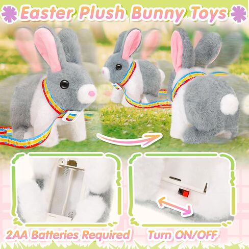 Tagitary Plush Easter Bunny Toys for Kids,Hopping Interactive Rabbit with Leash,Golden Egg,and Wind Up Toys,That Making Sounds,Wiggling Ears,Twitching Nose,Easter Basket Stuffers Gift for Toddlers in Saudi Arabia