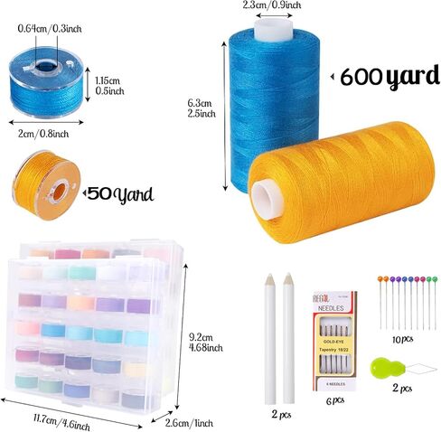72Pcs 36 Colors with 36 Same Color Prewound Bobbins, 700 Yard Sewing Threads for Sewing Machine, Sewing Threads for Sewing Machine &Hand Emergency and Travel, DIY and Home(102Pcs) in Saudi Arabia