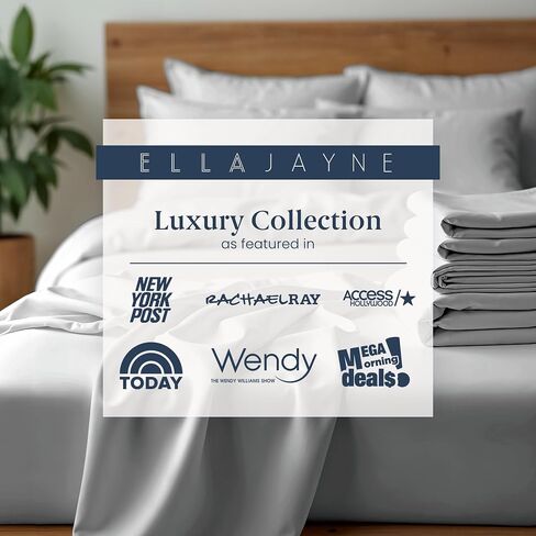 Ella Jayne Viscose Derived from Bamboo Sheets Set (4 Pieces) Queen Size, Ultra Soft & Luxuriously Cooling, Eco-Friendly Queen Sheet Set Deep Pockets 16 Inch (Silver) in Kuwait
