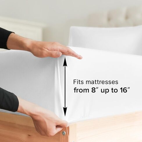 400 Thread Count Cotton Sheet Set - Queen Size 100% Cotton Sheets - Easily Fits 8" to 16" Mattress - Silky-Soft, Wrinkle Free, Breathable and Comfy - Deep Pockets & Hotel Quality Bedding Set - White in Kuwait