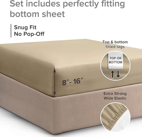 400 Thread Count Cotton Sheet Set - Queen Size 100% Cotton Sheets - Easily Fits 8" to 16" Mattress - Silky-Soft, Wrinkle Free, Breathable and Comfy - Deep Pockets & Hotel Quality Bedding Set - White in Kuwait