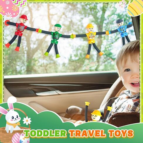 4Pcs Dinosaur Airplane Travel Car Ride Toys for Toddlers Kids Boys Girls Sensory Suction Cup Tube ADHD Autism Road Trip Car Activities Essential Stocking Easter Basket Stuffer Valentines Gift in Kuwait