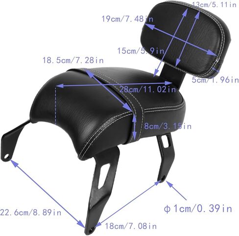 Motorcycle Passenger Seat with Backrest for Indian Bobber, Flat Rear Seat Cushion Backrest for Indian Scout Bobber Sixty Twenty (2018-2024) in Kuwait