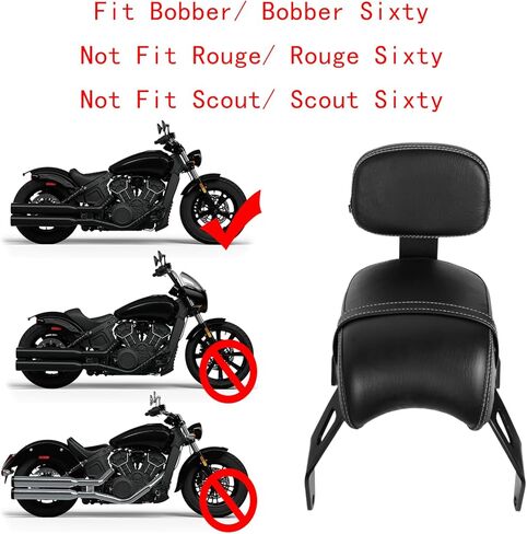Motorcycle Passenger Seat with Backrest for Indian Bobber, Flat Rear Seat Cushion Backrest for Indian Scout Bobber Sixty Twenty (2018-2024) in Kuwait