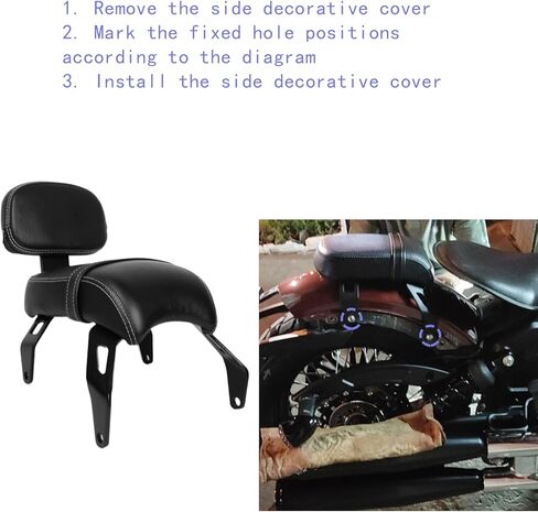 Motorcycle Passenger Seat with Backrest for Indian Bobber, Flat Rear Seat Cushion Backrest for Indian Scout Bobber Sixty Twenty (2018-2024) in Kuwait