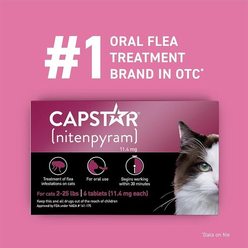 علاج البراغيث Capstar للقطط 2-25 رطل (6 جرعات) + براغيث NextStar والوقاية من القطط للقطط أكثر من 3.5 رطل (جرعة واحدة) in Kuwait