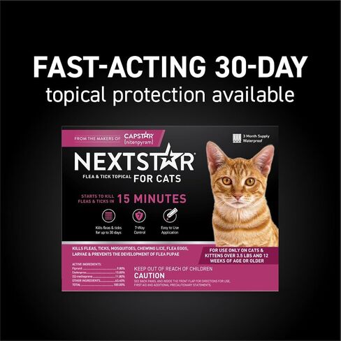 علاج البراغيث Capstar للقطط 2-25 رطل (6 جرعات) + براغيث NextStar والوقاية من القطط للقطط أكثر من 3.5 رطل (جرعة واحدة) in Kuwait