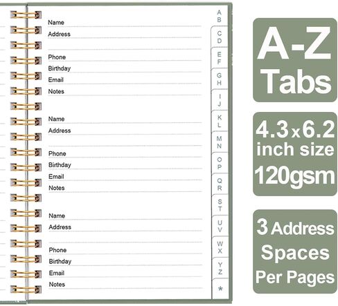 Address Book with Alphabetical Tabs - Telephone & Address Book with Address Contacts, Special Date, Phone, Birthday & Internet Login Password for Home and Office, 4.3" x 6.2", Green in Kuwait