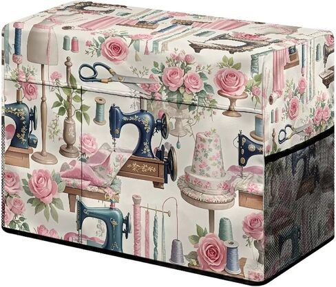 Elegant Sewing Element Sewing Machine Cover,Protective Cover with Side Handle and Sewing Essentials Pockets,Dust & Pet Hair Protection,Fits Standard Singer & Brother Machine in Kuwait